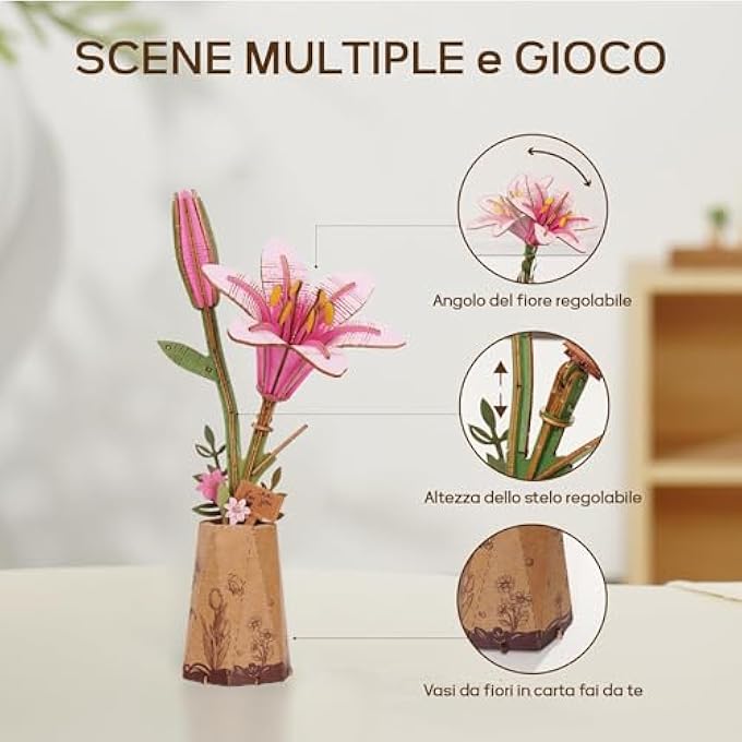 3D WOODEN FLOWER PUZZLE DIY CRAFT KIT FOR ADULTS, HANDMADE ARTIFICIAL FLOWER MODEL SET, UNIQUE WOODEN CRAFT PUZZLE FOR HOME DCOR, STRESS RELIEF, CREATIVE VALENTINES DAY GIFT AND TOY GIFT KIT - Image 3